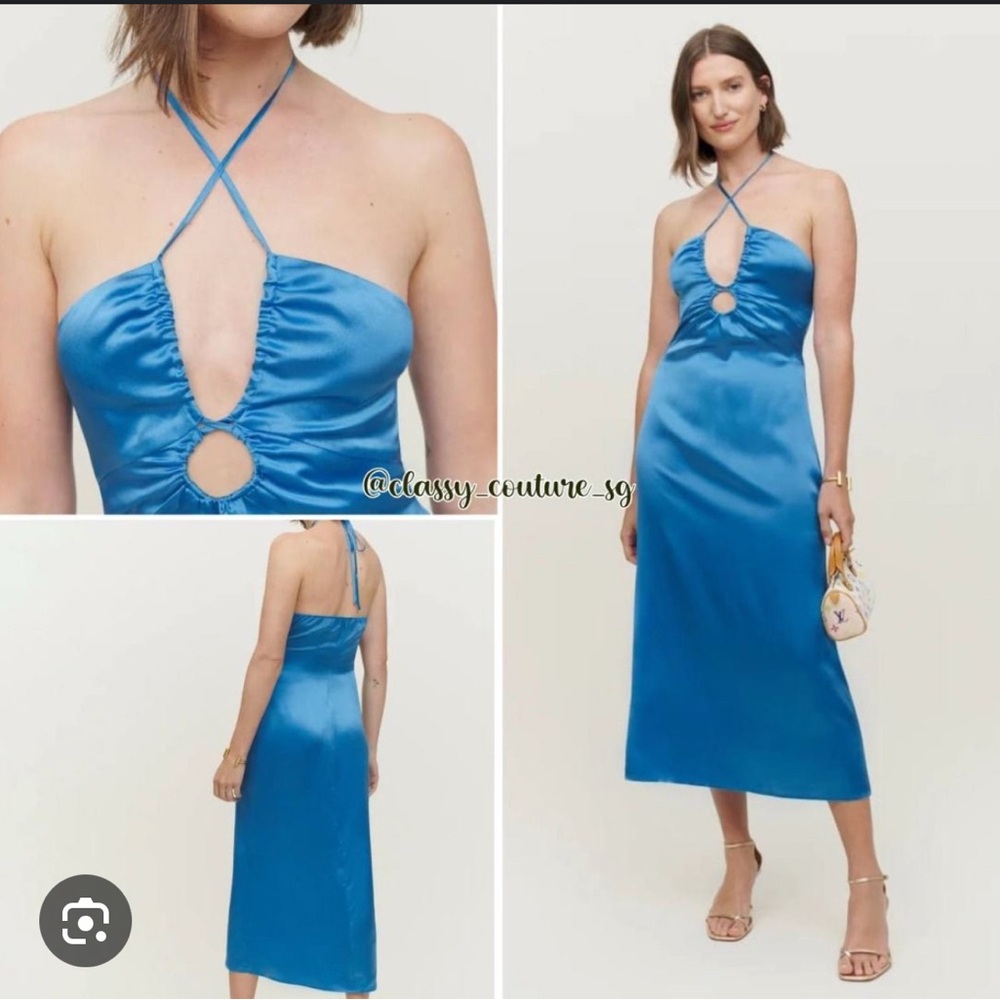 Reformation Vibrant Blue Backless Dress